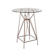 Mesa Bistrô Alta Eames Eiffel Vidro 60cm Base Ferro Cobre