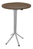 Mesa Bistrô Alta Em Aço Prata C/ Tampo 60cm Redondo Mdf Mesa Bistrô Alta Em Aço Prata C/ Tampo 60cm Redondo Mdf