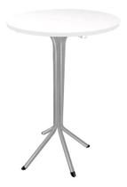 Mesa Bistrô Alta Em Aço Prata C/ Tampo 60cm Redondo Mdf Mesa Bistrô Alta Em Aço Prata C/ Tampo 60cm Redondo Mdf