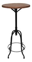 Mesa Bistrô Alta Ferro e Madeira Regulável 50cm