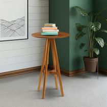 Mesa Bistrô Alta Redonda Sila Base Madeira Maciça Mel