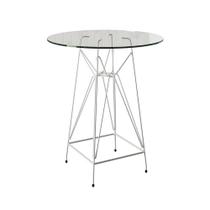 Mesa Bistrô Alta Vidro 60Cm Base Ferro Branco Cor: Branco