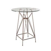Mesa Bistrô Alta Vidro 60Cm Base Ferro Cobre Cor: Branco