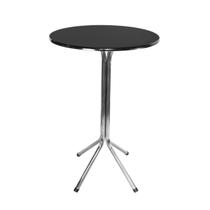 Mesa Bistrô Alto Cromado com Tampo Redondo Preto