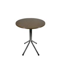 Mesa Bistrô Baixo Cromado com Tampo Redondo Amadeirado Mesa Bistrô Baixo Cromado com Tampo Redondo Amadeirado