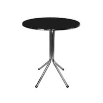 Mesa Bistrô Baixo Cromado com Tampo Redondo Preto