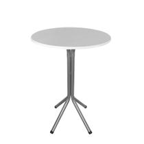 Mesa Bistrô Baixo Prata 80cm Tampo MDF Branco 60 cm