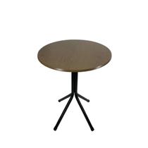 Mesa Bistrô Baixo Preto com Tampo Redondo Amadeirado Mesa Bistrô Baixo Preto com Tampo Redondo Amadeirado