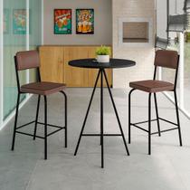 Mesa Bistrô com 2 Banquetas Milão Preto/Marrom - Art Panta Mesa Bistrô com 2 Banquetas Milão Preto/Marrom - Art Panta