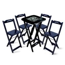 Mesa Bistrô Dobrável Jack Daniel's com 4 Banquetas de Madeira para Bares e Restaurantes Preta Mesa Bistrô Dobrável Jack Daniel's com 4 Banquetas de Madeira para Bares e Restaurantes Preta