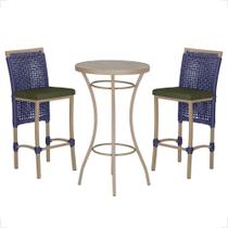 Mesa Bistro e 2 Banquetas Roma Fendi Corda Náutica 13 Trama Original