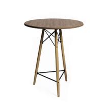 Mesa Bistrô Eames Eiffel Redonda Base Madeira Maciça 60cm Amêndoa