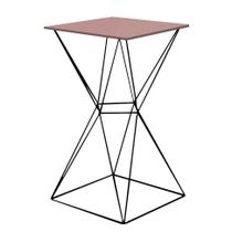 Mesa Bistrô Lucca Industrial Quadrado Ferro Preto Tampo 100% MDF Rosa - Ahazzo Móveis