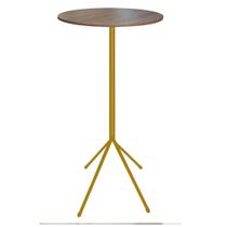 Mesa Bistrô Nunno Industrial Redondo Ferro Dourado Tampo 100% MDF Freijó - Ahazzo Móveis