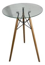 Mesa Bistro Pulpito 60cm Redonda Vidro Temperado Tripé Eiffel Charles Eames Bar Barzinho Café Palestra Igreja