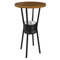 Mesa Bistrô Redonda com Porta Gelo Madeira Maciça e Aço 105x70cm Marrom Preto/Nature Mesa Bistrô Redonda com Porta Gelo Madeira Maciça e Aço 105x70cm Marrom Preto/Nature