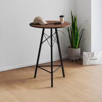 Mesa Bistrô Redonda Estrutura em Ferro Preto com Tampo Amêndoa