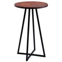 Mesa Bistrô Redonda Washignton Industrial Daf Móveis 60 cm Madeira Maciça Castanho Base Aço Preto