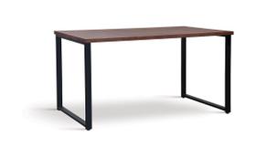 Mesa Boston Base Aço Preto Tampo Castanho - OOCA Móveis