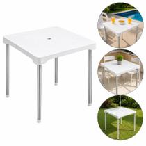 Mesa Branca Aluminio Quadrada Desmontavel Mesinha Grande 70Cm Multiuso Suporte Guarda Sol Piscina Lanchonete Varanda Res Mesa Branca Aluminio Quadrada Desmontavel Mesinha Grande 70Cm Multiuso Suporte Guarda Sol Piscina Lanchonete Varanda Res