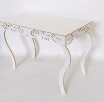 Mesa Branca Arabesco Provençal 80x60 Altura 80cm Mdf Branco Mesa Branca Arabesco Provençal 80x60 Altura 80cm Mdf Branco