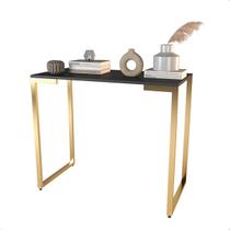 Mesa Buffet Balcão Aparador Industrial Pé Dourado 90X45X90