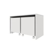 Mesa c/ 2 Baú Organizador de Brinquedos p/ Quarto de Criança branco