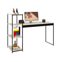 Mesa c/Estante Alta c/03 Prateleiras Tub 135 cm Est.Preta