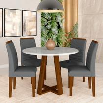 Mesa C/vidro Redonda 4 Cadeiras Manchester Cin/off/cinz - M. Arapongas