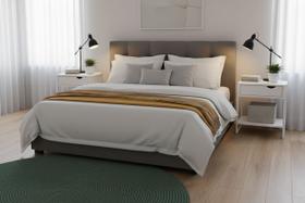 Mesa cabeceira 1 gaveta Nicho Branco Lateral Cama Kit 2und.