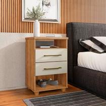 Mesa Cabeceira 2 Gavetas com Nicho Cedro Areia 45CM Puxador MDP MDF Mesinha Canto Para Quarto Cama Mesa Cabeceira 2 Gavetas com Nicho Cedro Areia 45CM Puxador MDP MDF Mesinha Canto Para Quarto Cama