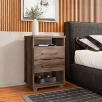 Mesa Cabeceira 2 Gavetas com Nicho Ypê 45CM Puxador MDP MDF Mesinha Canto Para Quarto Cama Mesa Cabeceira 2 Gavetas com Nicho Ypê 45CM Puxador MDP MDF Mesinha Canto Para Quarto Cama