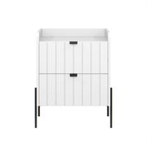 mesa cabeceira 2 gavetas para quarto de casal estilo industrial moriah 45 base preto