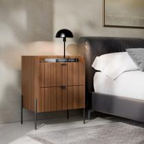 mesa cabeceira 2 gavetas para quarto de casal estilo industrial moriah 45 base preto