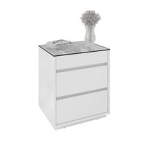 Mesa Cabeceira 3 Gavetas Belize Branco - Casa D