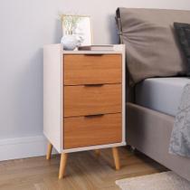 Mesa Cabeceira 3 Gavetas Off White / Cinamomo Comprar Move Mesa Cabeceira 3 Gavetas Off White / Cinamomo Comprar Move