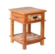 Mesa Cabeceira 40 cm 1 Gaveta Madeira de Demolição Pátina Mesa Cabeceira 40 cm 1 Gaveta Madeira de Demolição Pátina