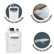 Mesa Cabeceira 50Cm Criado Branco 2 Gaveta Lateral C/Rodinha