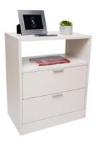 Mesa Cabeceira 60Cm Altura Off White 2 Gavetas Enviamos