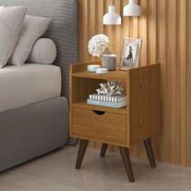 Mesa Cabeceira Alice Branco Retrô com 1 Gaveta