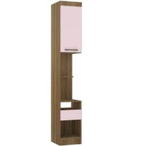 Mesa Cabeceira Alta 38cm 1Porta 1Gaveta Paris Avelã/Rosa Pf Mesa Cabeceira Alta 38cm 1Porta 1Gaveta Paris Avelã/Rosa Pf