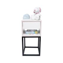 Mesa Cabeceira Branca 30Cm Quarto Infantil Rosa Base Preta Mesa Cabeceira Branca 30Cm Quarto Infantil Rosa Base Preta