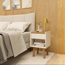 Mesa Cabeceira Branca Retro MDF