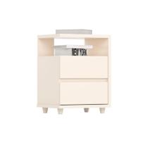 Mesa Cabeceira Campeche c/ 2 Gavetas Off White - Henn Mesa Cabeceira Campeche c/ 2 Gavetas Off White - Henn