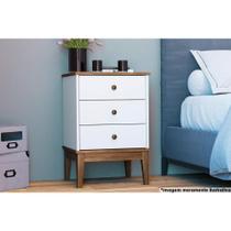 Mesa Cabeceira Casal MB 1021 3 Gavetas Freijo/Branco - Movelbento