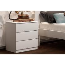 Mesa Cabeceira Casal Veronna c/ 3 Gavetas Branco - Tcil Móveis