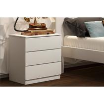 Mesa Cabeceira Casal Veronna c/ 3 Gavetas Neve - Tcil Móveis