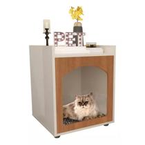 Mesa Cabeceira Casinha de Cachorro/Gato PET Off White / Freijo