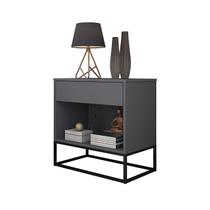 Mesa Cabeceira Cinza Estilo Industrial Luxo Pés Ferro Preto