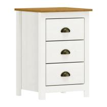 Mesa Cabeceira em Madeira 3 Gavetas Linha Topázio - Branco/Freijó Mesa Cabeceira em Madeira 3 Gavetas Linha Topázio - Branco/Freijó